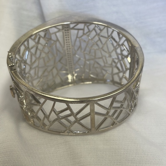 Sterling Silver 925 Diamond Bangle. - Picture 3 of 4